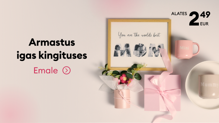 Reklaam emadele mõeldud kingiideedest, mis rõhutab hoolivust ja sobivust tähtpäevadeks ning taskukohast valikut emale rõõmu valmistamiseks