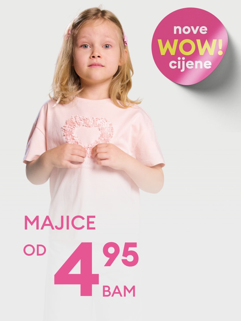 Promocija dječjih majica s novim sniženim cijenama, od 4,95 BAM.