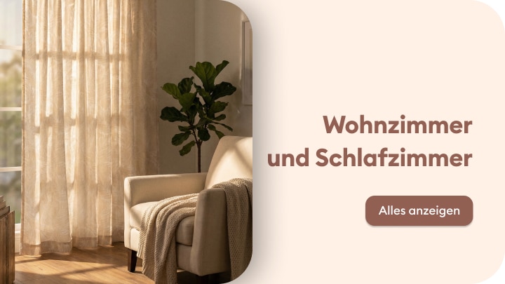 Inspiration und Produktauswahl für Wohnzimmer und Schlafzimmer, um Wohnräume gemütlich und funktional einzurichten.