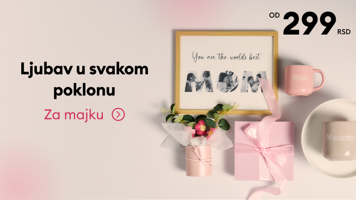 Promocija poklona za majku, sa naglaskom na emotivnu vrednost i pristupačnu cenu, počev od 299 RSD.