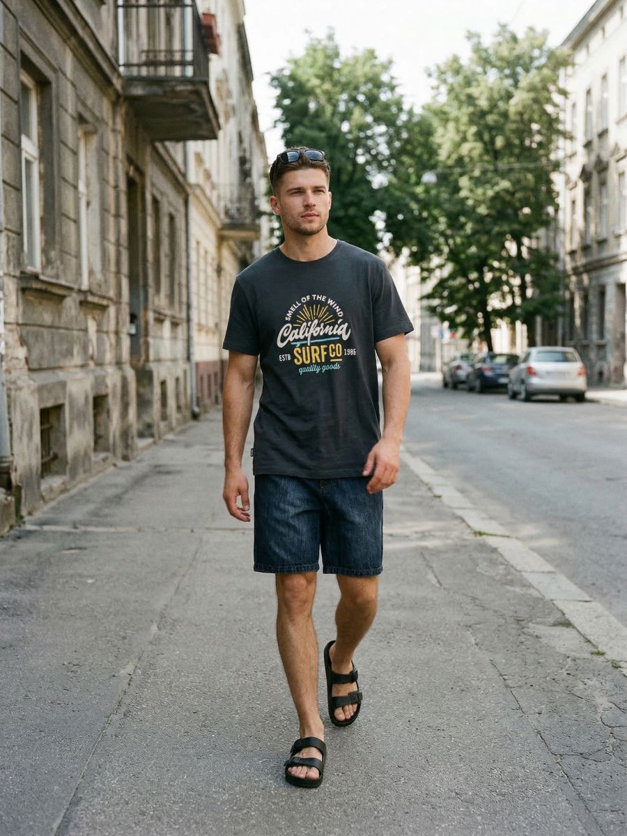 Denim loose jogger kratke hlače z učinkom spranosti - mornarsko modra - SINSAY