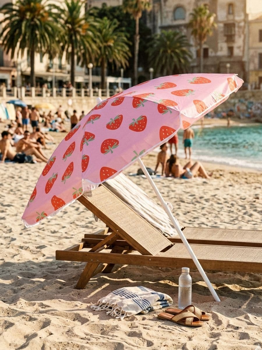 Parasol plażowy z motywem truskawek - wielobarwny - SINSAY