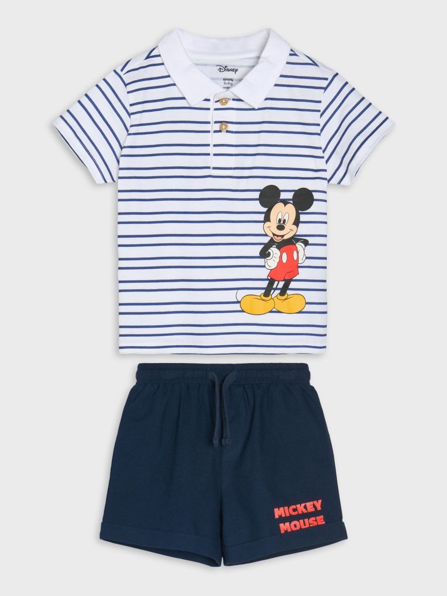 Komplet majice kratkih rukava i kratkih pantalona Mickey Mouse - belo - SINSAY