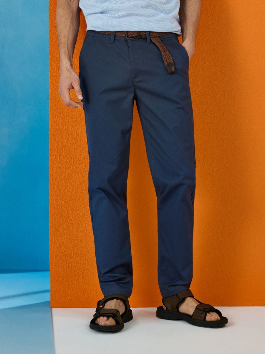 Slim chino παντελόνι με ζώνη - grey blue - SINSAY