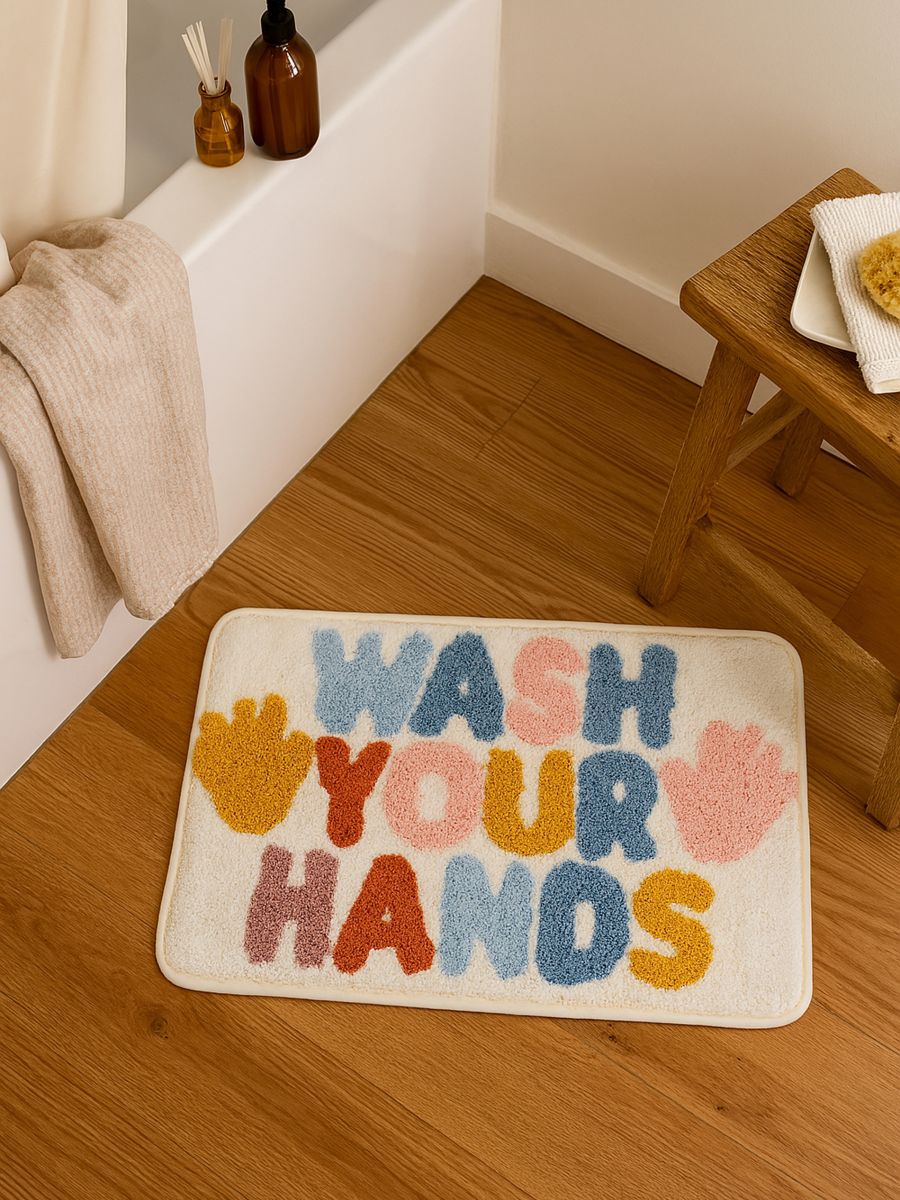 Prostirka za kupatilo s natpisom "Wash your hands" - više boja - SINSAY