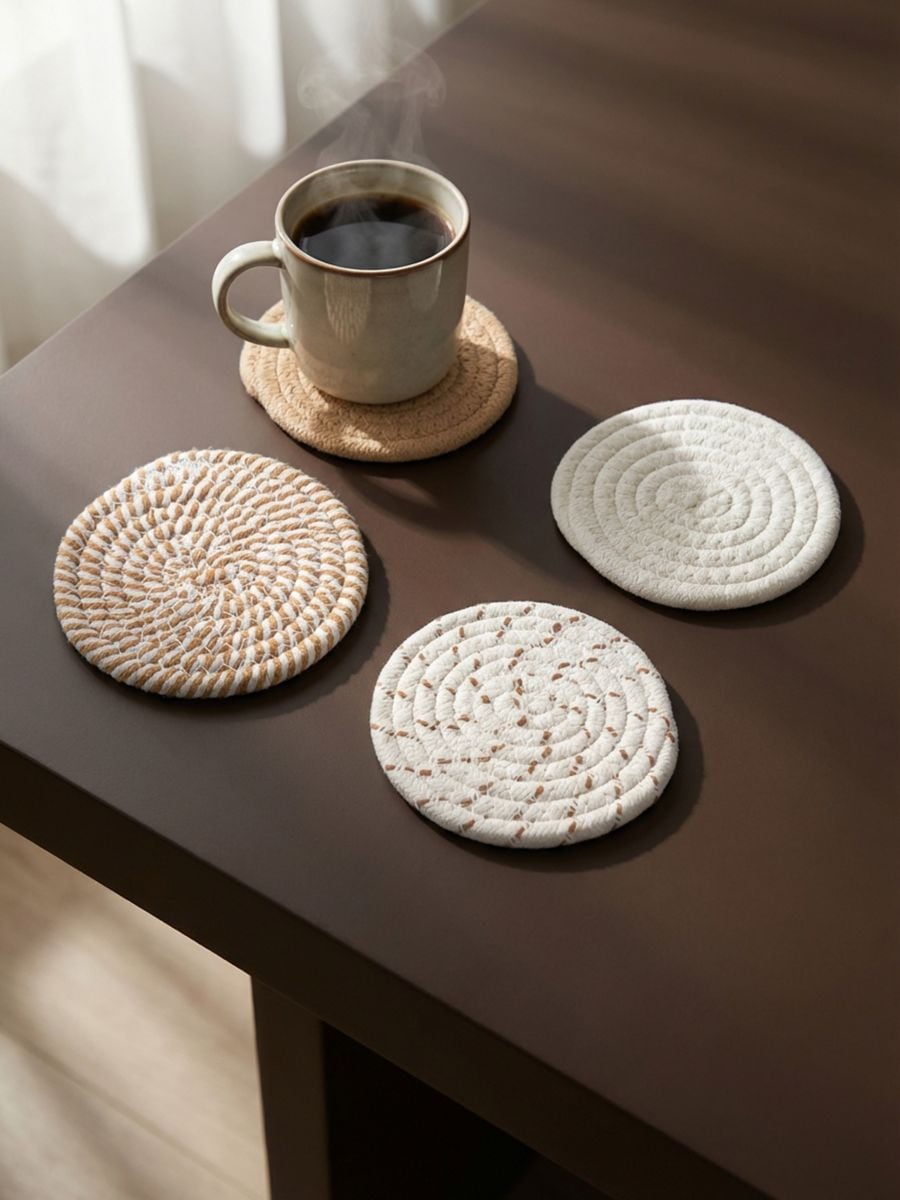 Set pletenih podstavkov za kozarce 4 pack - bež - SINSAY