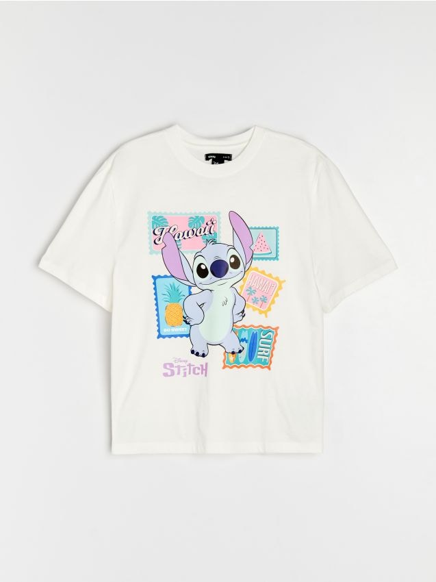 Памучна тениска с принт Stitch
