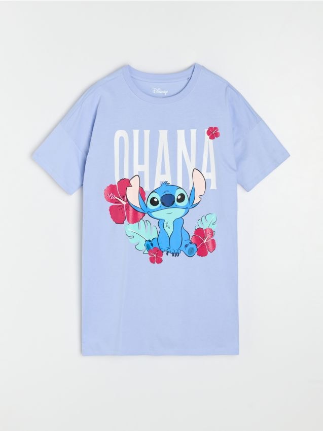 Памучна нощница с щампа Stitch